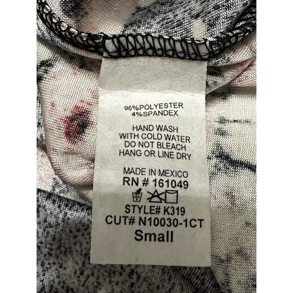 Pro Blue Blouse Cold Shoulder Long Sleeves Stretch Floral Multicolor W S NWOT - Picture 8 of 8